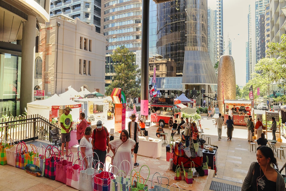 People at Queens Wharf Market
