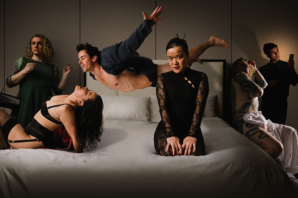 6 performers on a bed Melt Festival 