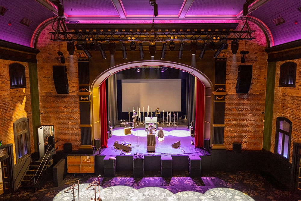 Looking down to the stage inside the Princess Theatre, Woolloongabba