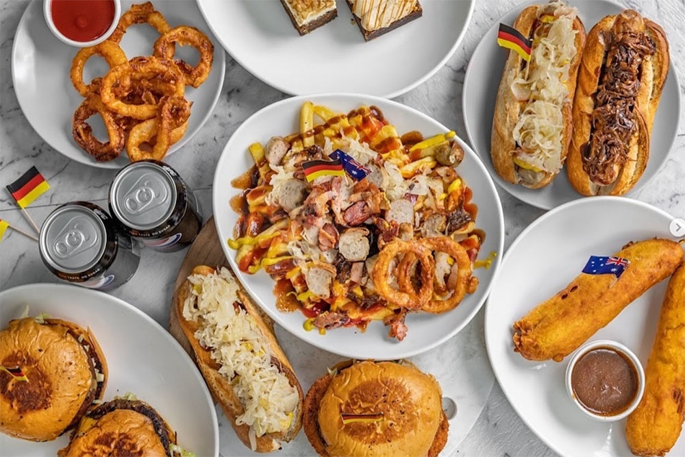 Display of German cuisine at Bavarian Sizzle Coorparoo 