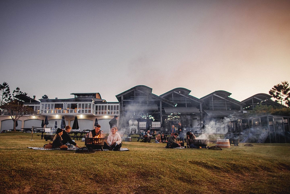 People at fire pit experience 