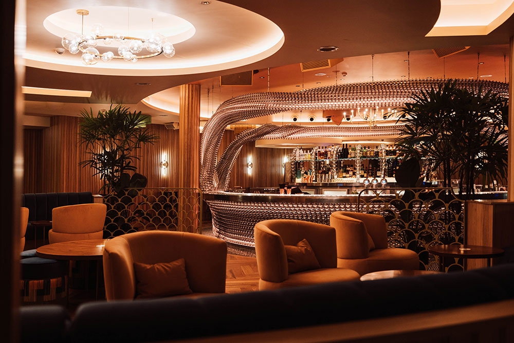 Tables and chairs under lights in Palais at Cloudland, Fortitude Valley