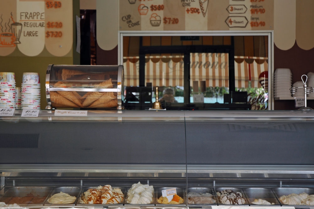 Counter inside Gelateria Cremona