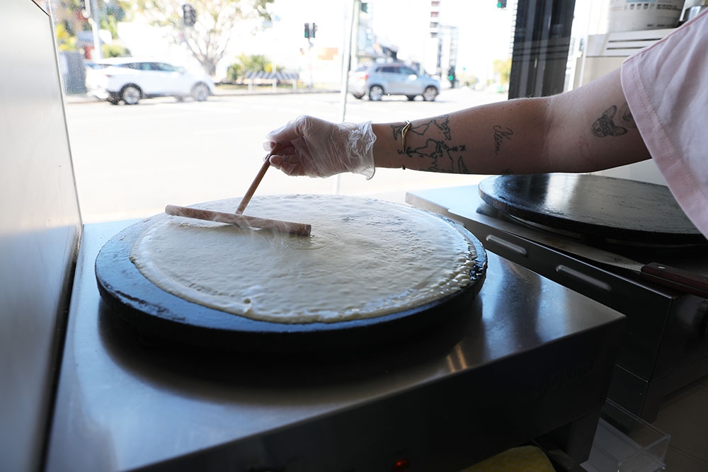 Making the Crepes at the Crepe Nook