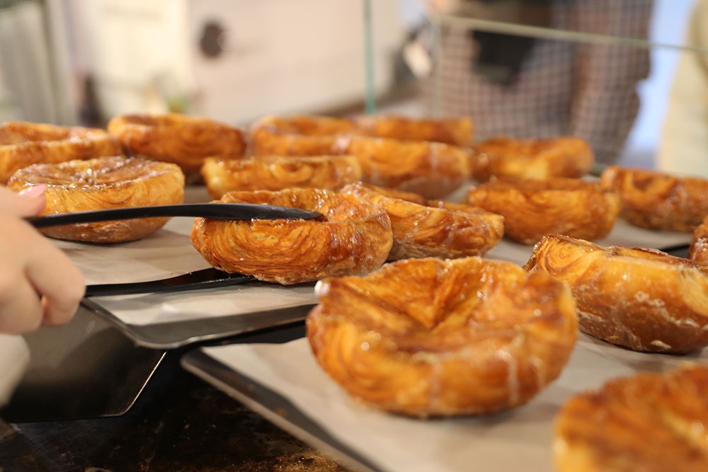 Pastries on a tray at Queen Amann Bakery