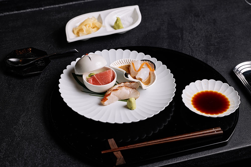 Plates of food at +81 Sushi Kappo West End