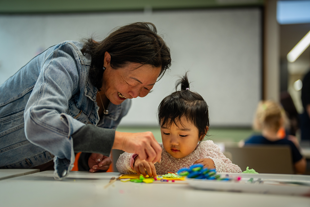Kid and mum doing activities 