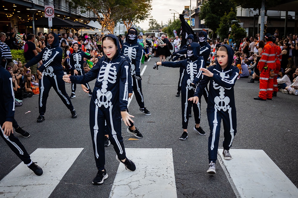 Kids dressed as skeletons Wynnum 