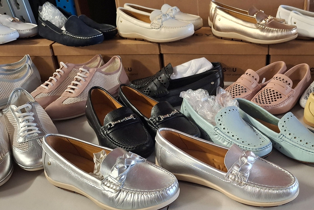 shoes on sale table at West End Shoe Sale 