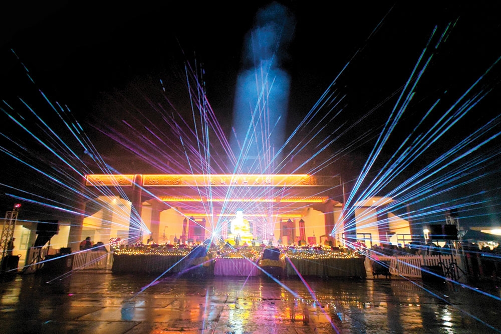 Lit up temple Buddha Birth Day Festival