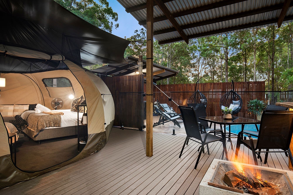 Deck outside Woodlands Family Luxe Tent