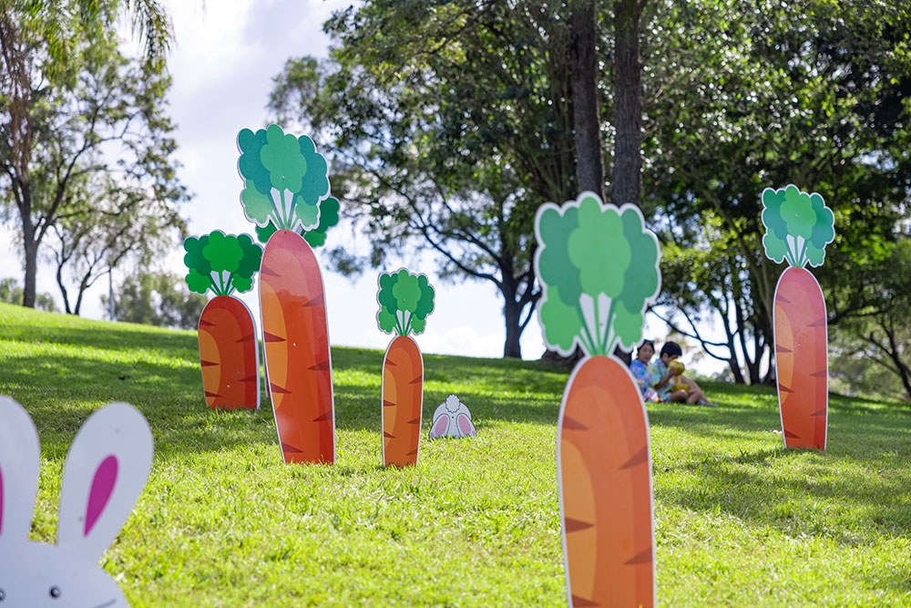 Carrot decorations at the Easter Weekend at Roma Street Parkland