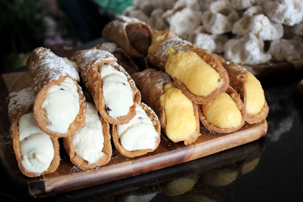 Cannoli on a plate at A Mano Cafe, Annerley 