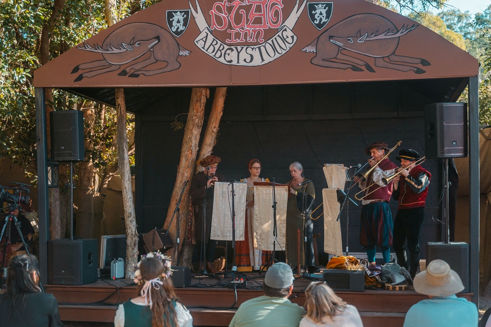 Band playing at the Abbey Medieval Festival