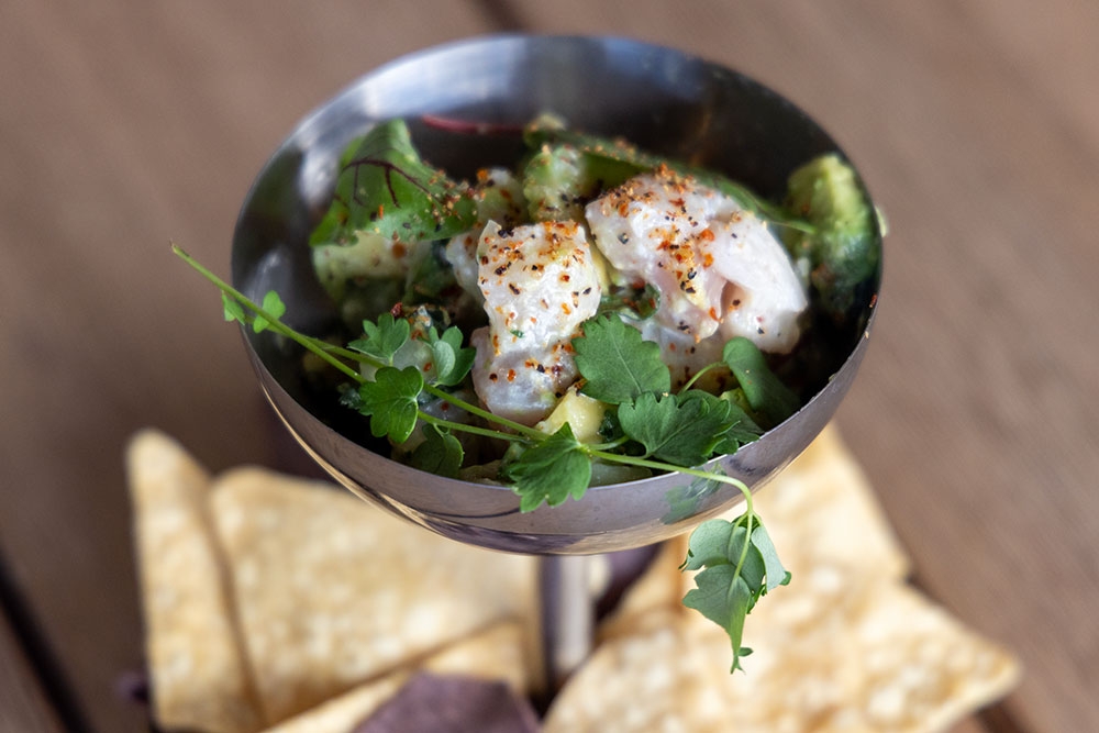 kingfish ceviche at Above Rooftop & Bar