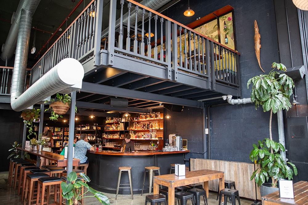 Upper level seating inside Alfred St Bar & Bottlo