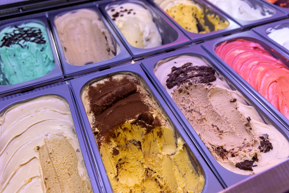 Rows of gelato at Amoroso Gelateria Paddington