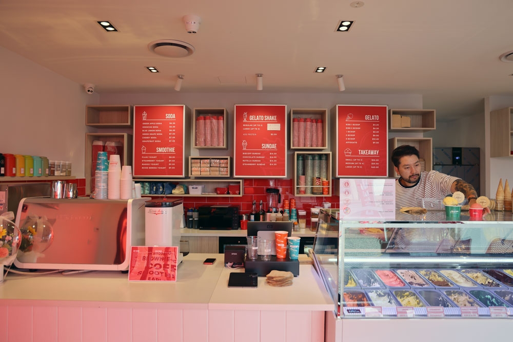 Staff behind counter at Amoroso Gelateria Paddington