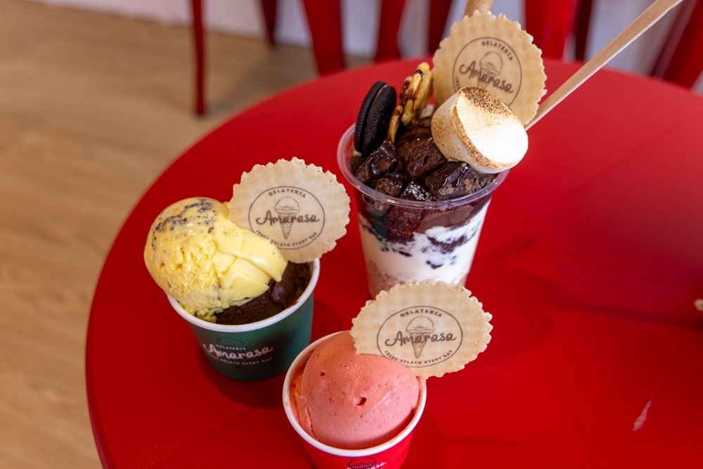 Gelato in cups at Amoroso Gelateria Paddington