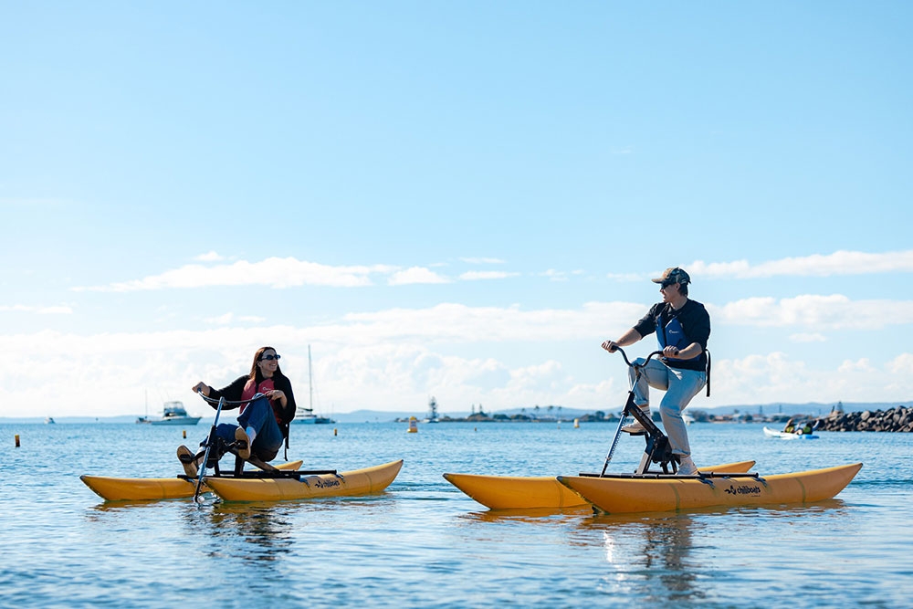 People on water bikes Redlands