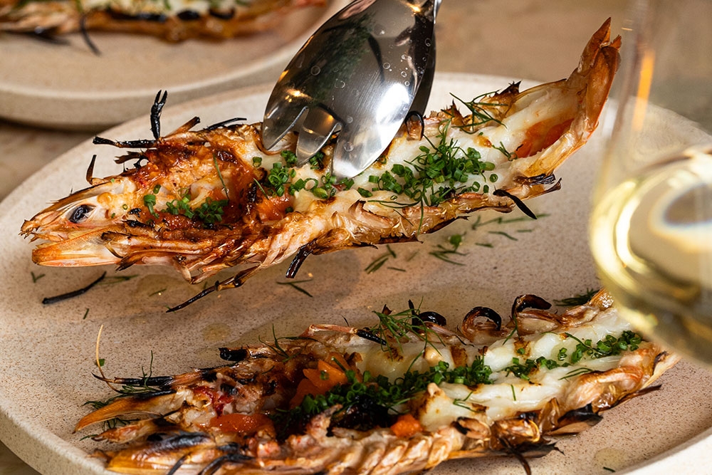 Grilled prawns Tellus Bar Dining