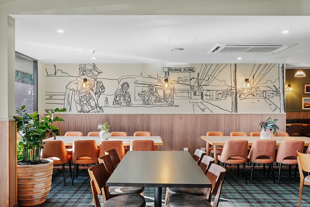Seating inside Browns Plains Hotel