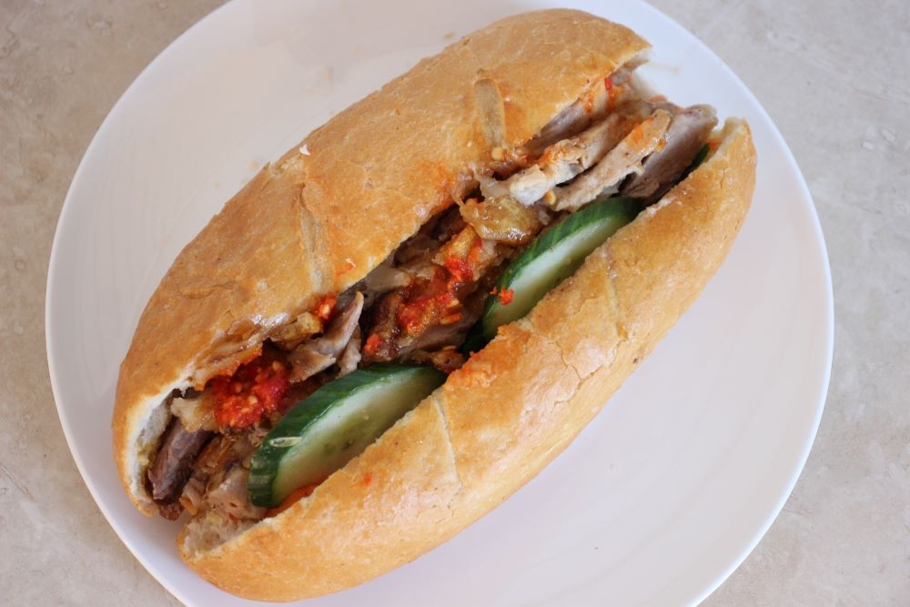 Meat banh mi on a plate at BanhMi7Days, Red Hill