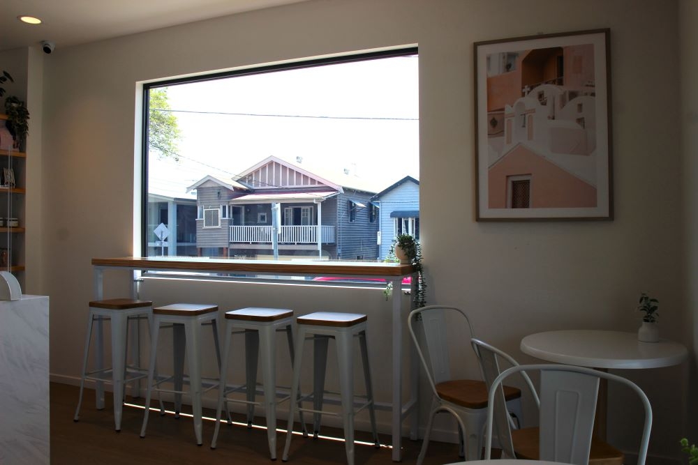 Window seating at Baked by M&G Artisan Bakehouse, Coorparoo 
