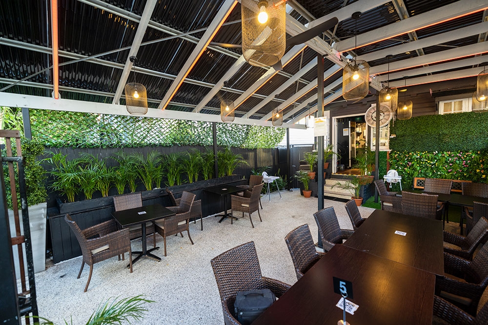 Seating in courtyard at Biryani Place West End