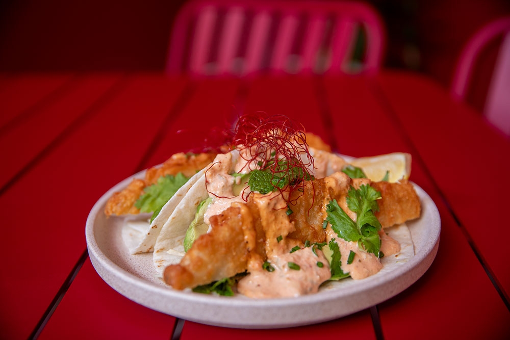 Plate of Fish Tacos Bobby's Wine Bar & Espresso