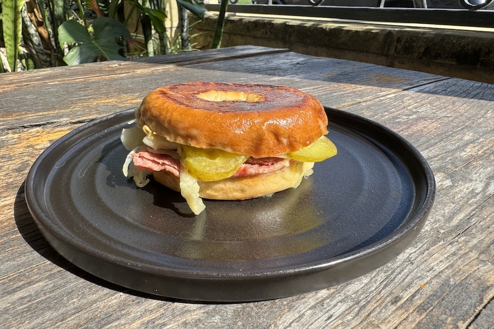 Reuben bagel at Brickhouse Cafe Hendra