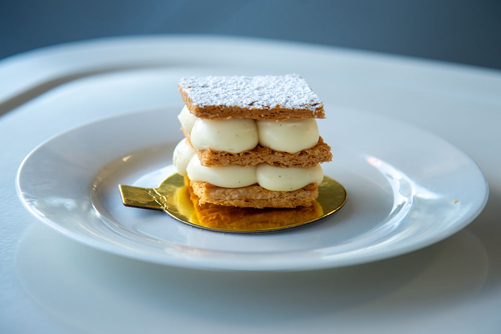 Mille feuille on a plate at Cerin Pasticceria Woolloongabba