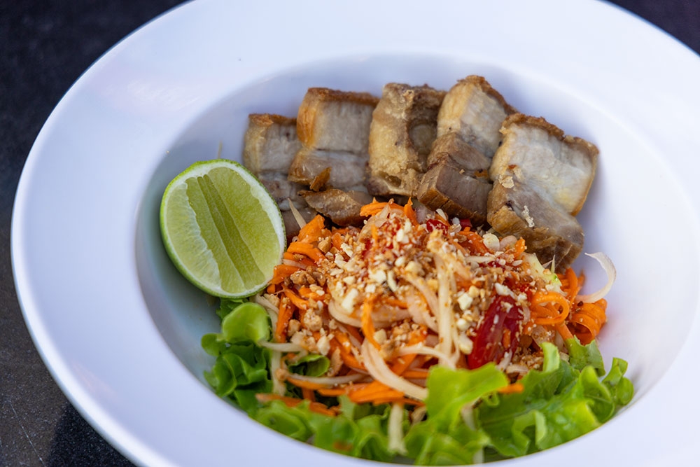 Pork belly papaya salad at Chaan Thai Restaurant, Paddington