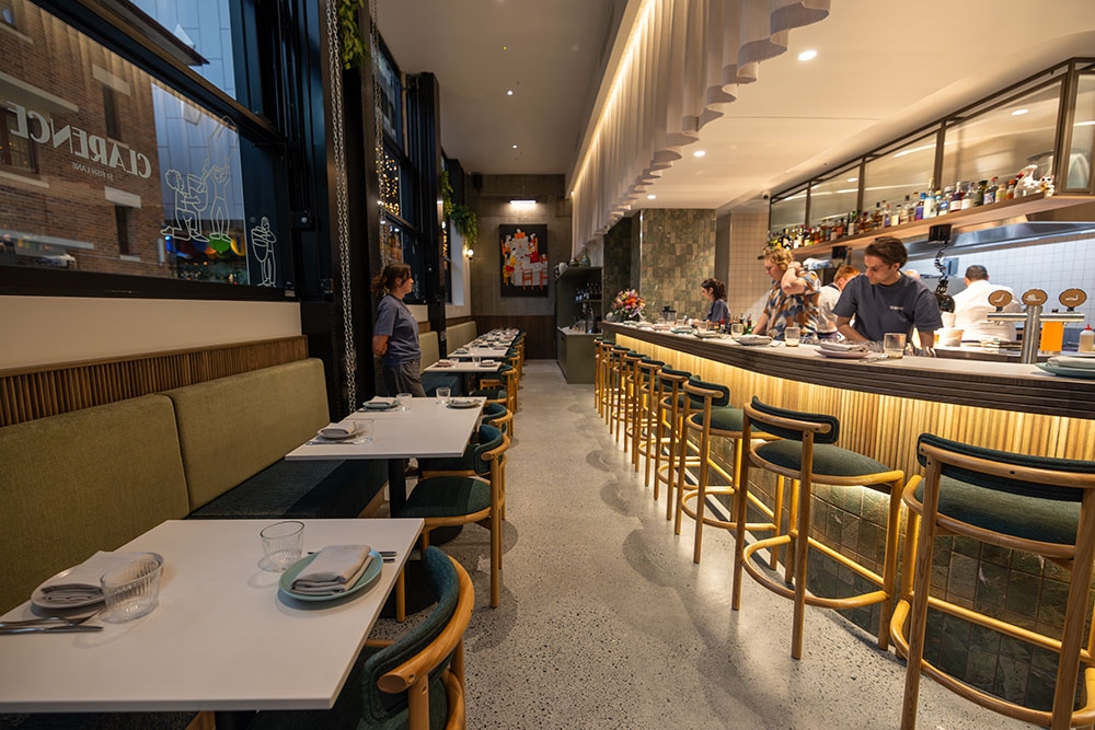 Bar and seats inside Clarence