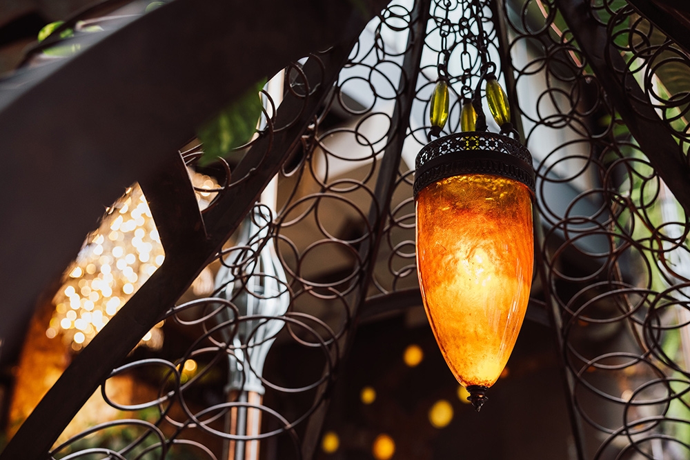 Glass domed pendant lamp at Cloudland Garden Restaurant Fortitude Valley
