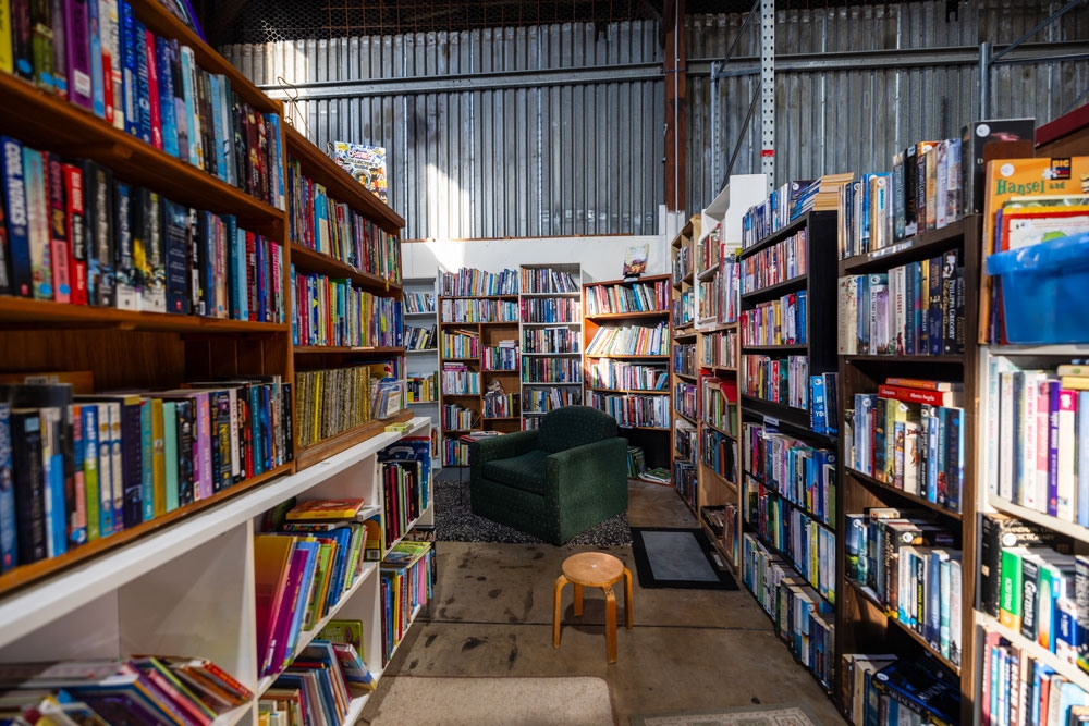 Books for sale inside Connected Inc Op Shop Virginia 