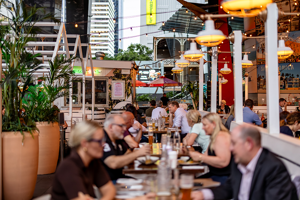 People eating at Santa Monica Brisbane City 