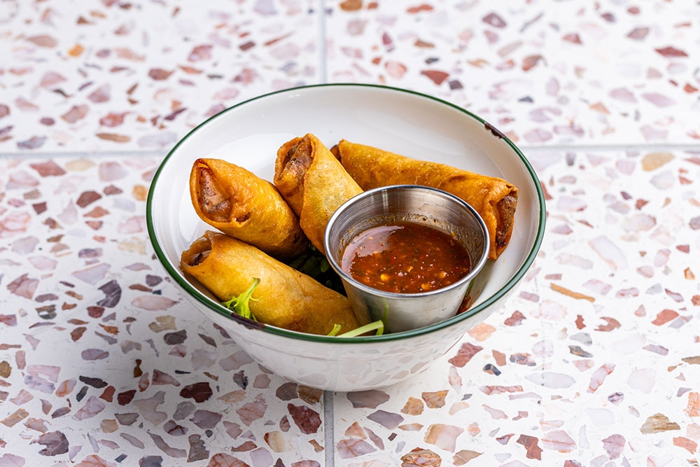 Crocodile and lemon myrtle spring rolls at The  Beaumont