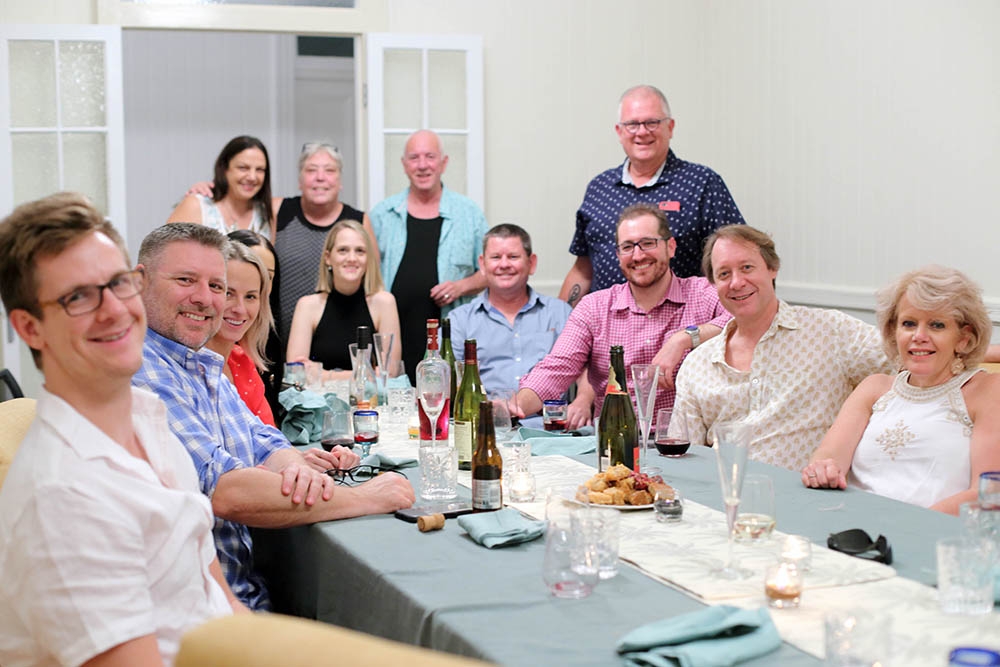 Group of diners sitting at a table for The Dinner Party Chef Brisbane