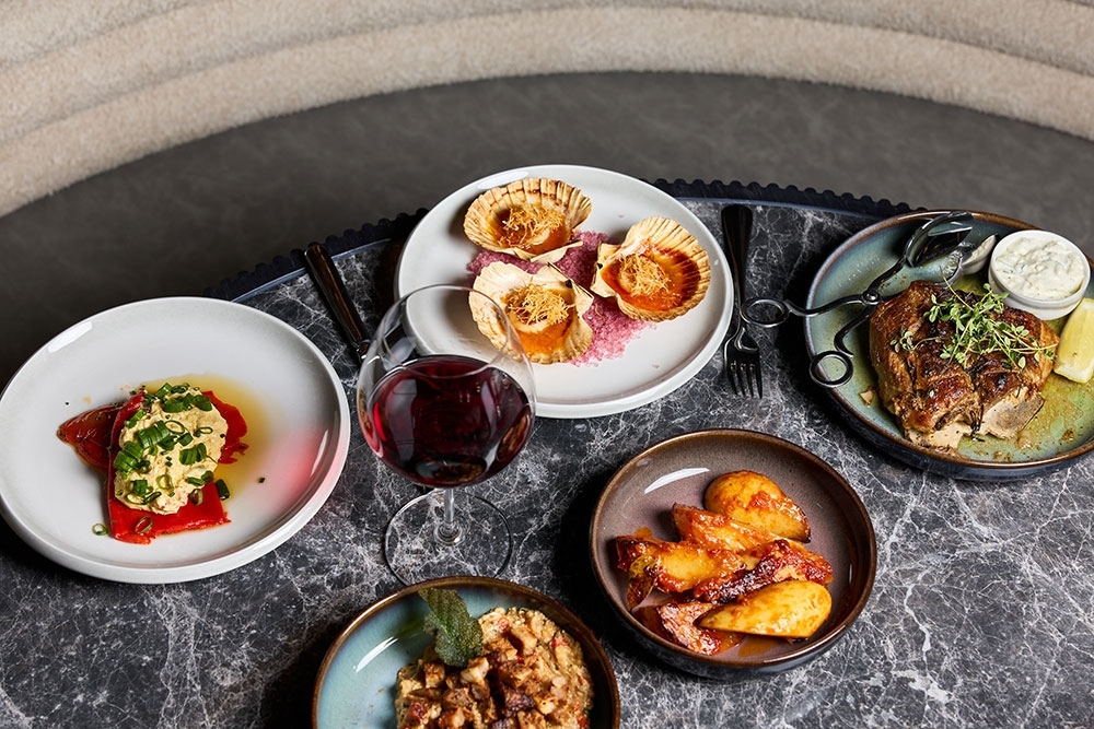 Dishes of food on table