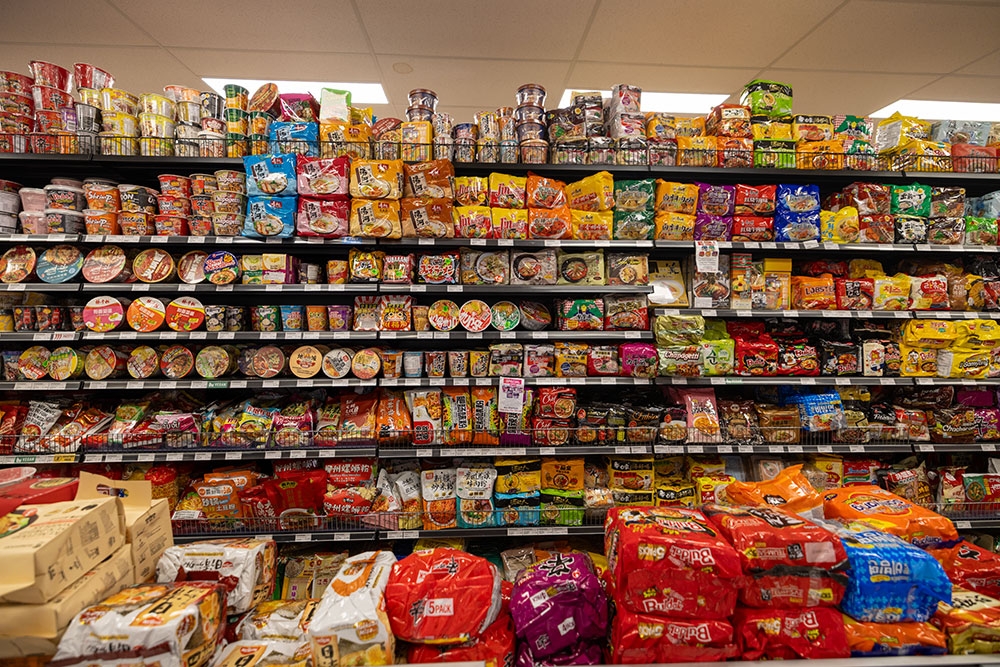 shelves of contents Davely's Asian Supermarket