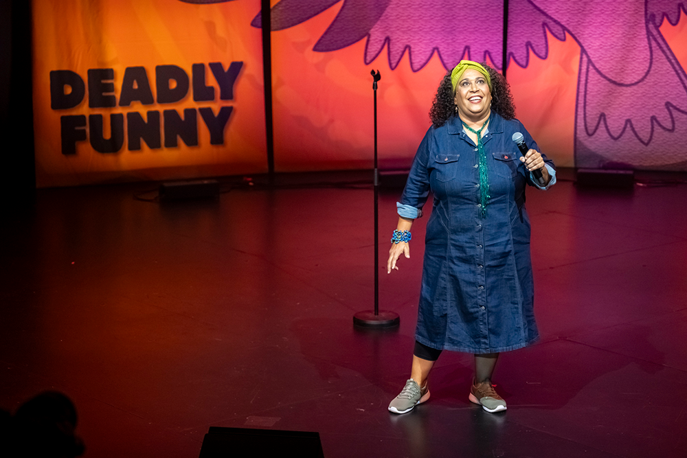 Deadly Funny comic doing stand up 