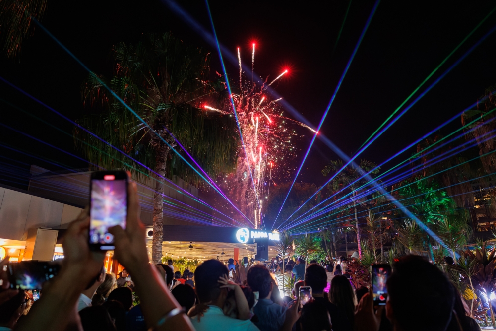 fireworks in a crown 
