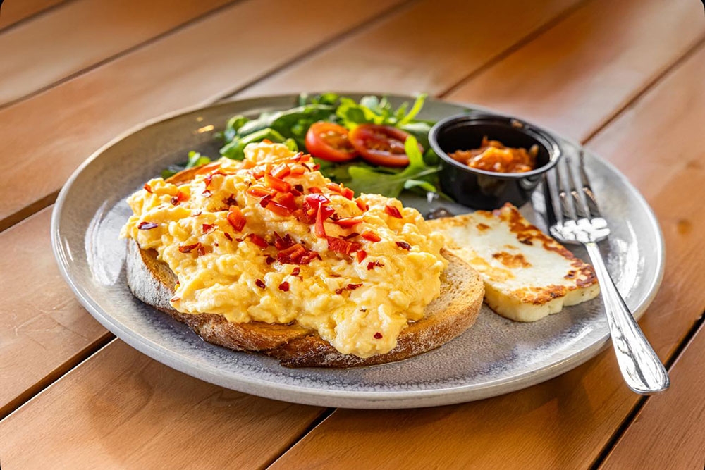 Scrambled eggs at Double Shot Panini