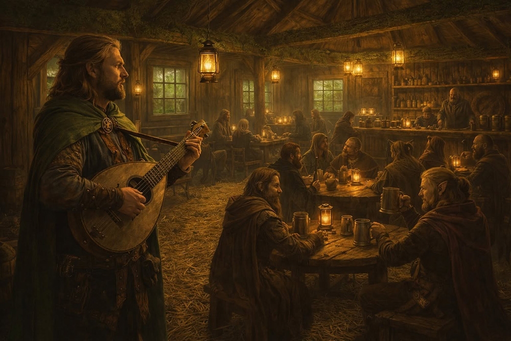 People seated in Crossroads tavern