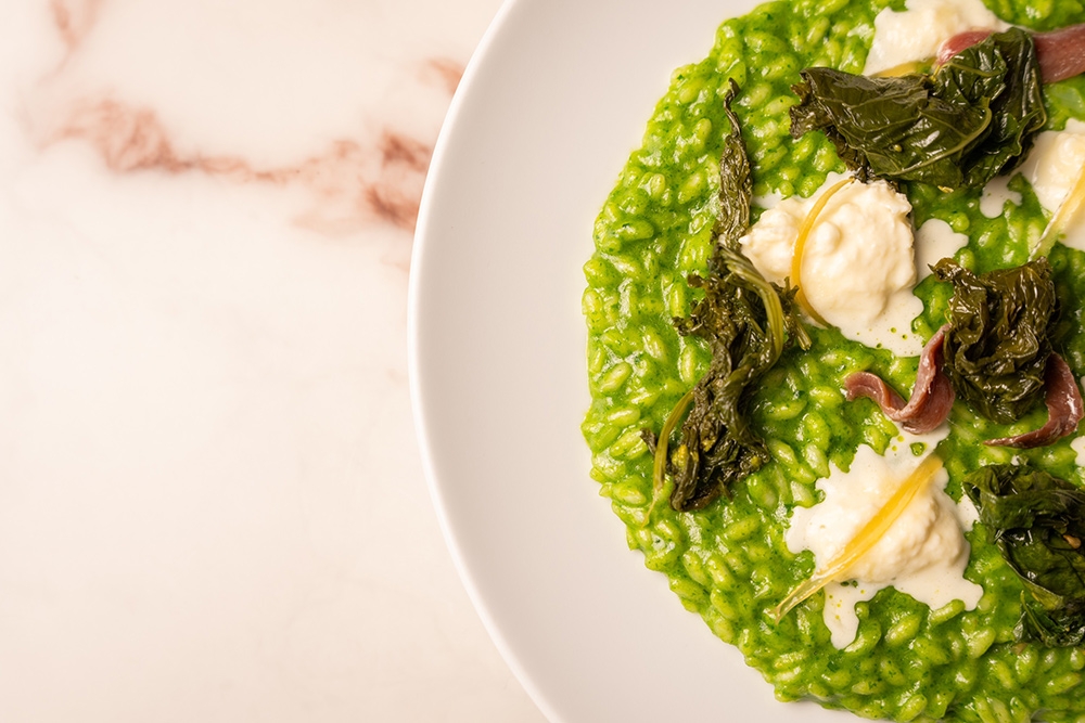 Green risotto dish at Firma Italian South Brisbane
