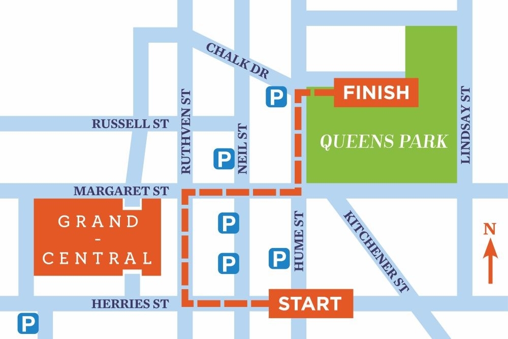 Map Grand Central Floral Parade, Toowoomba Carnival of Flowers 