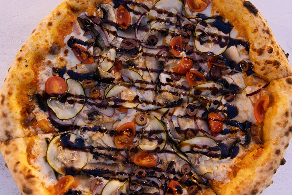 Vegetarian pizza at Fuel Brewing Co Bulimba