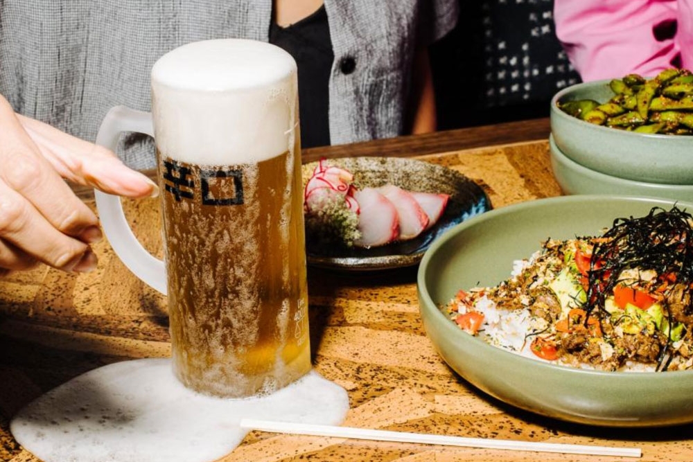Food and drinks on table at Goros Brisbane