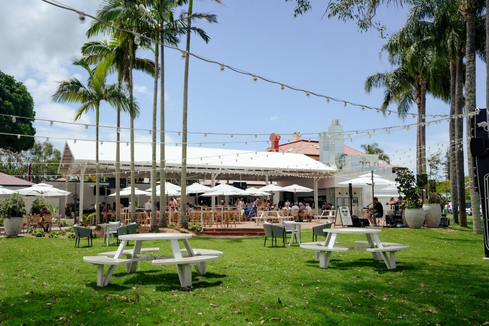 Beer garden at Grand View Hotel